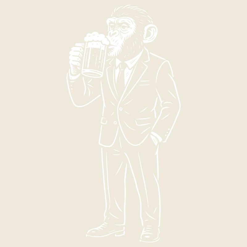 Chimp in a Suit Drinking Beer