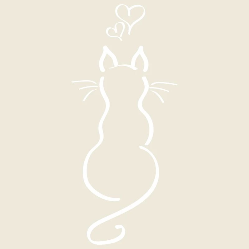 Ligne minimaliste de chat Back Hearts Love