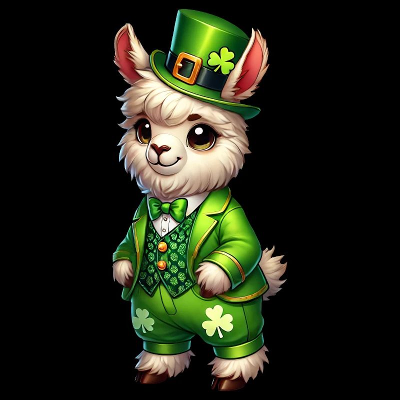 Doux lama Dessin animé de la Saint-Patrick
