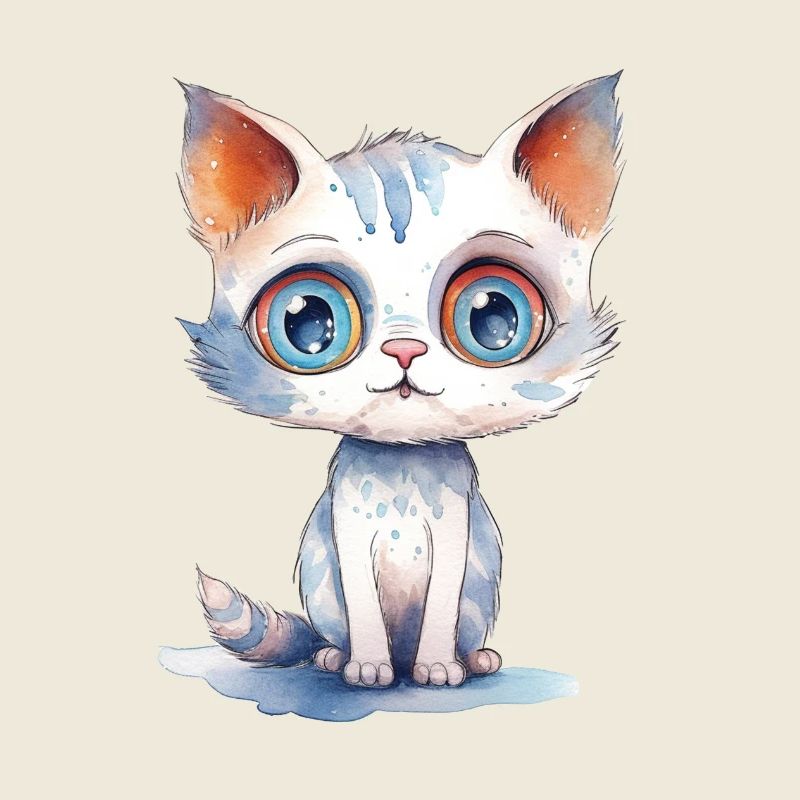 Cat Watercolor Drawing