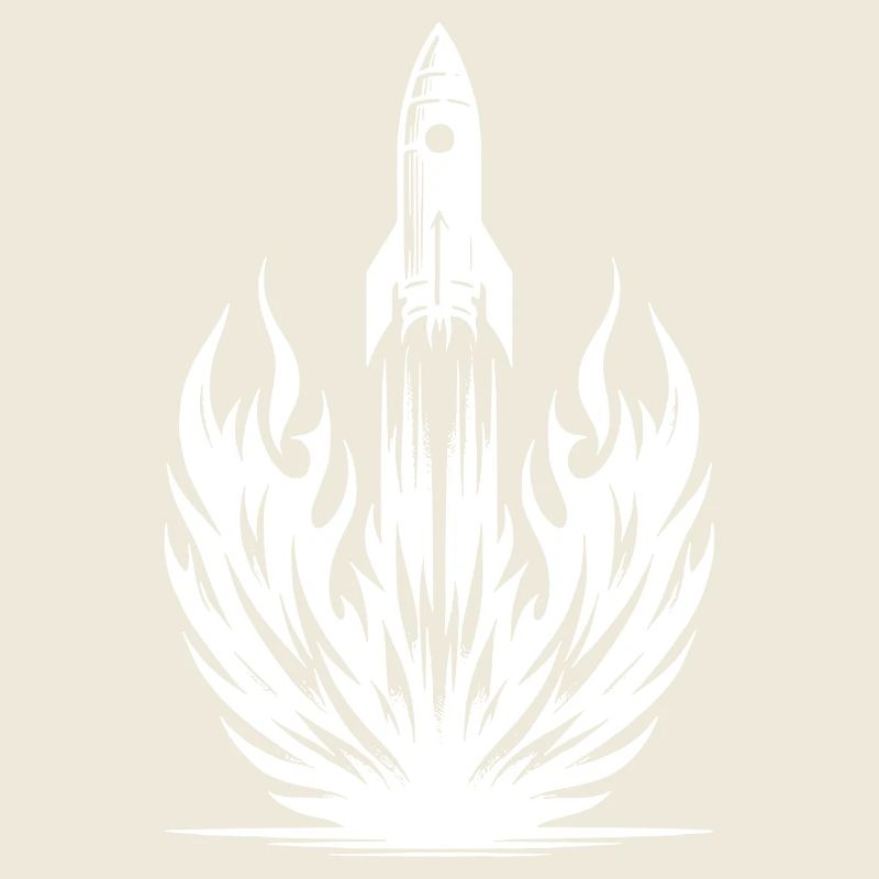 Lancement d’une fusée en flammes