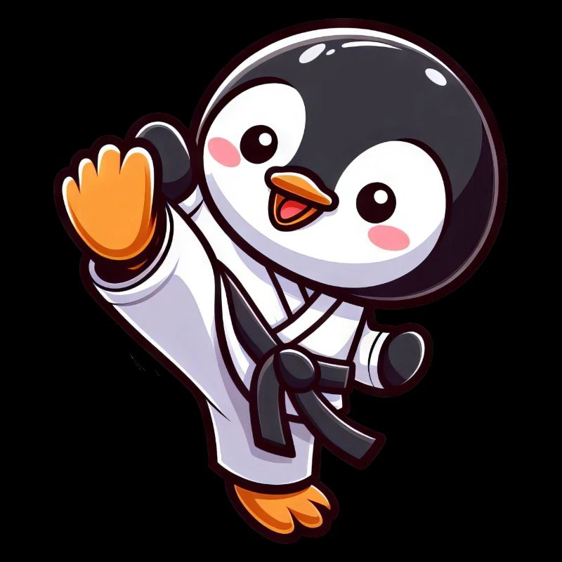 Cute Cartoon Penguin Karate Martial Arts