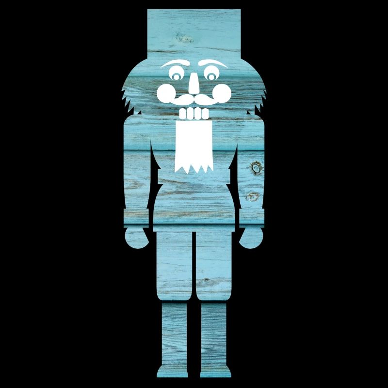 Nutcracker Wood Light Blue Grain Christmas