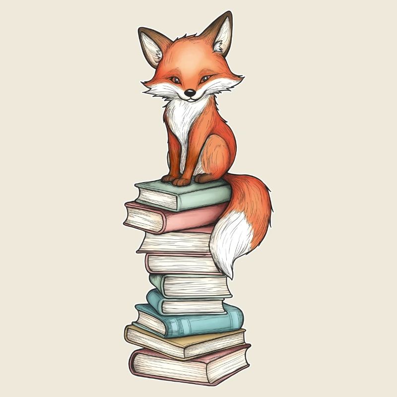 Fuchs auf Bücherstapel