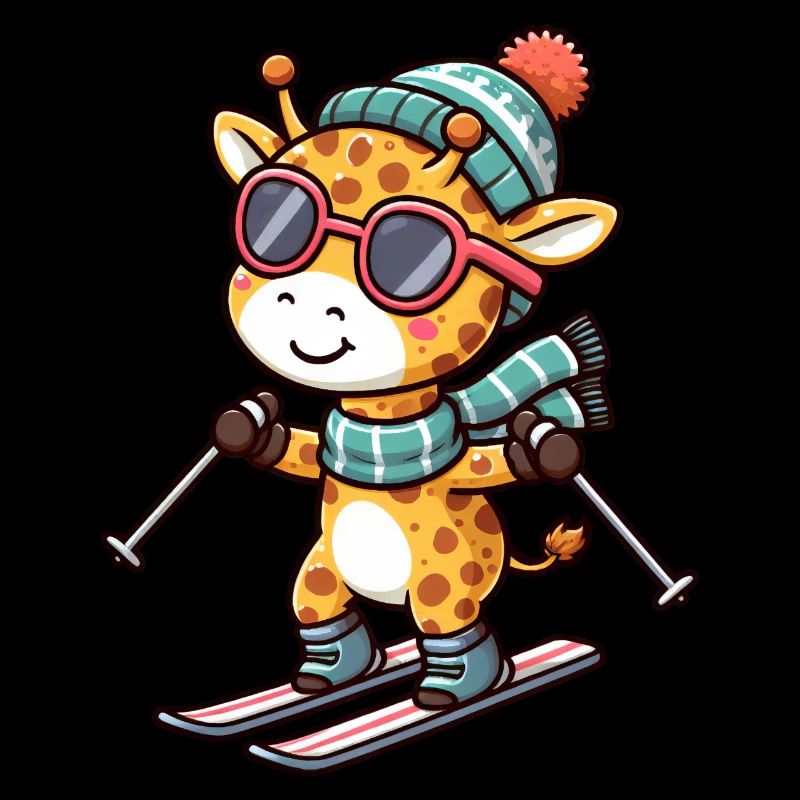 Cool giraffe skiers - elegance on the slopes
