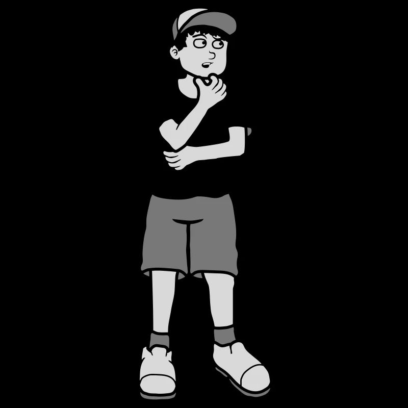 Junge überlegt Pose