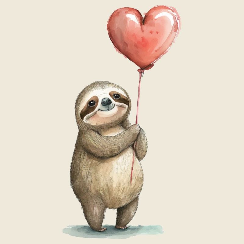 Sloth Heart Watercolor