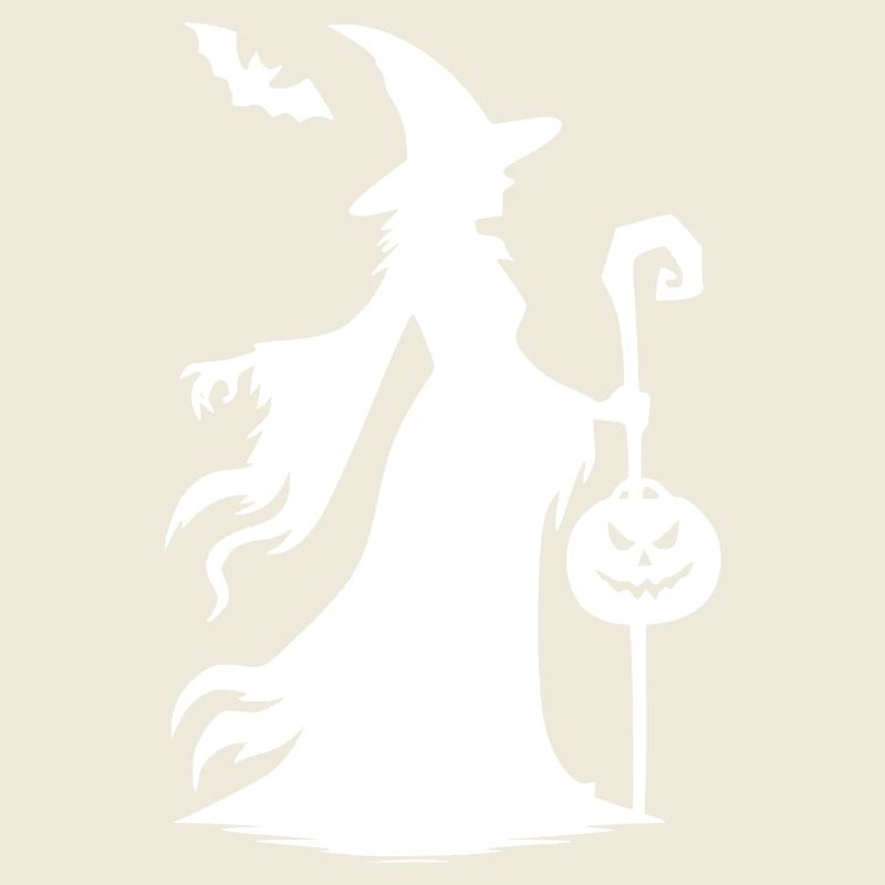 Halloween Witch with Pumpkin and Bat Magic