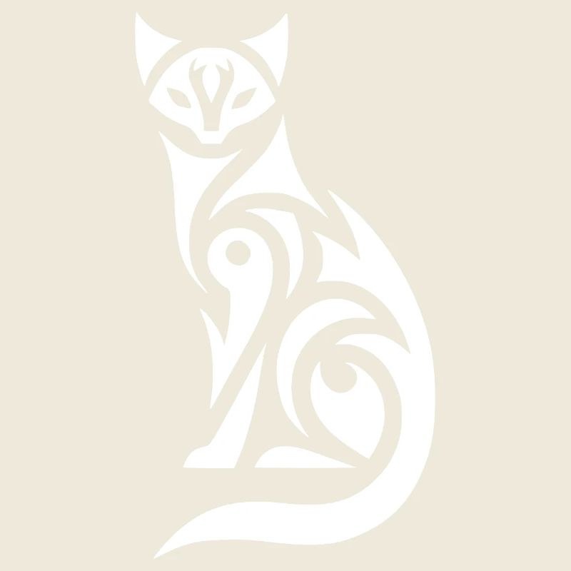 Tribal cat in expressive silhouette