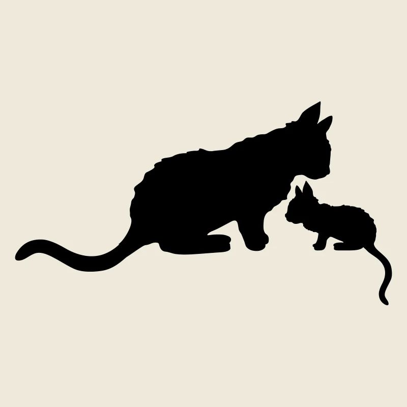 Mama Cat Kitten Silhouette