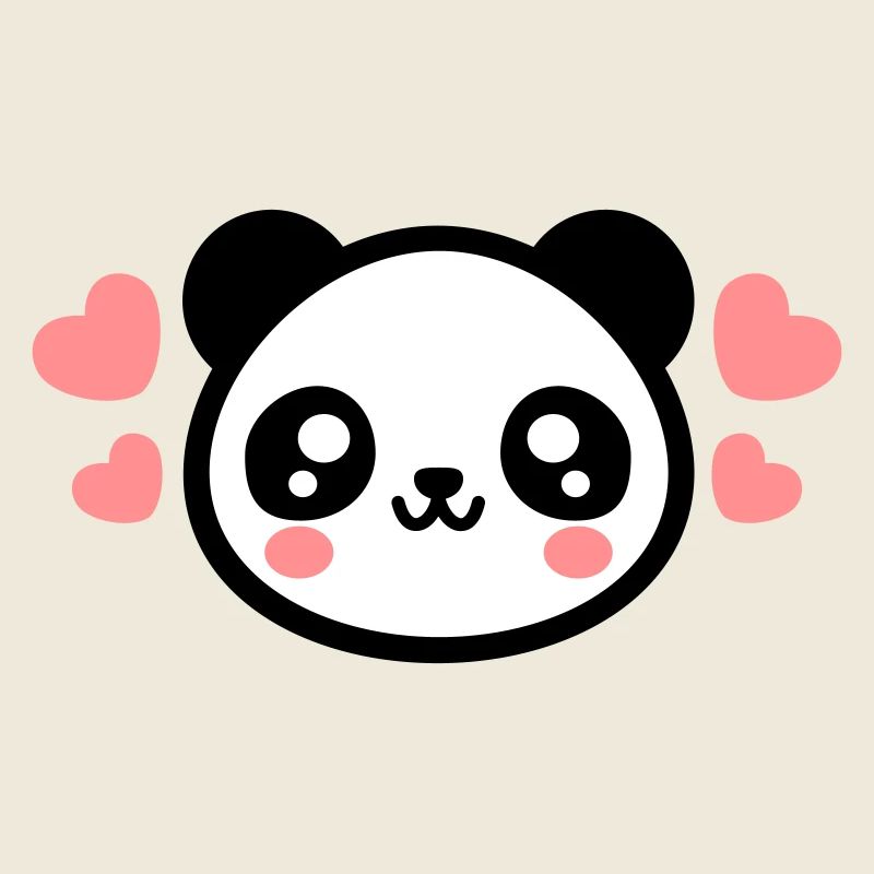 Visage de panda aimant : cœurs adorables