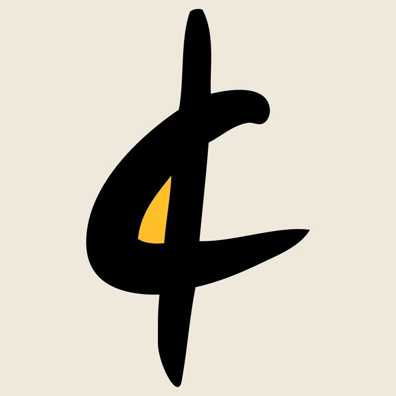 Cent symbol, euro cent drawing, colored.