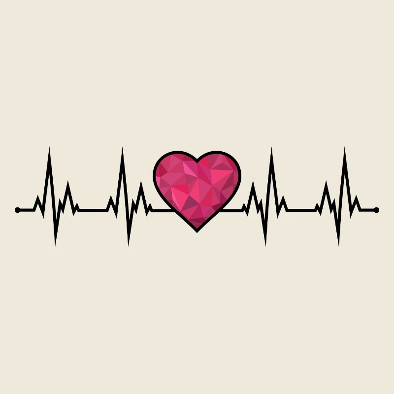 Heartbeat ECG Polygon Heart Dear Couples Red