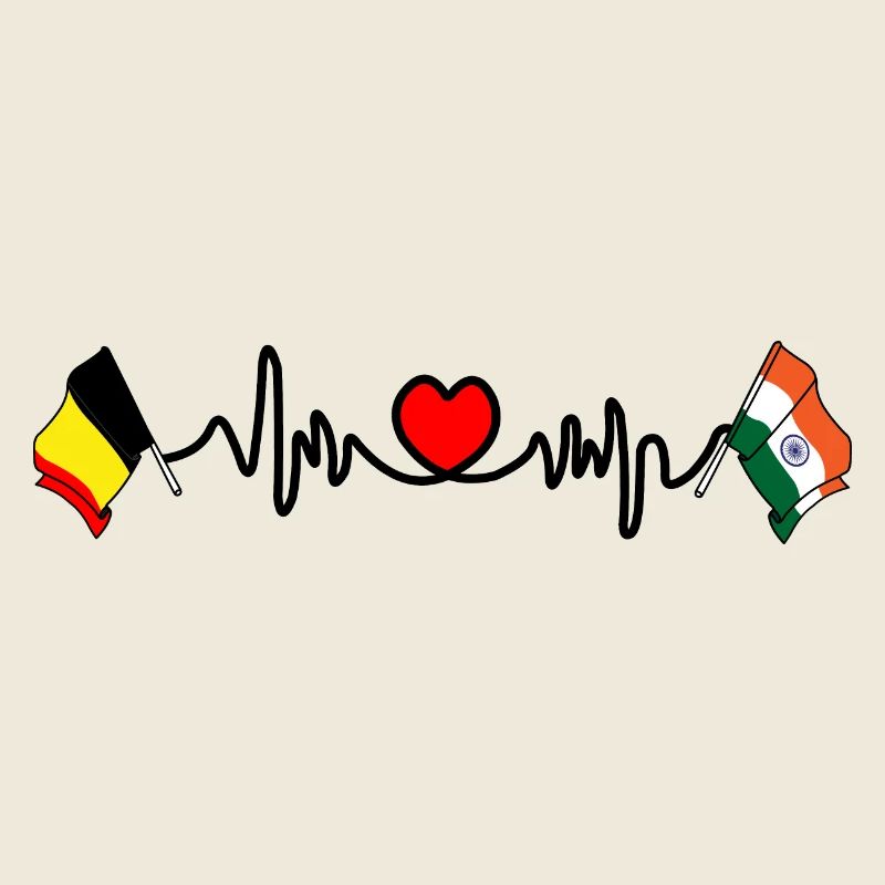 Cardio heart Drapeau Belgique, drapeau Inde