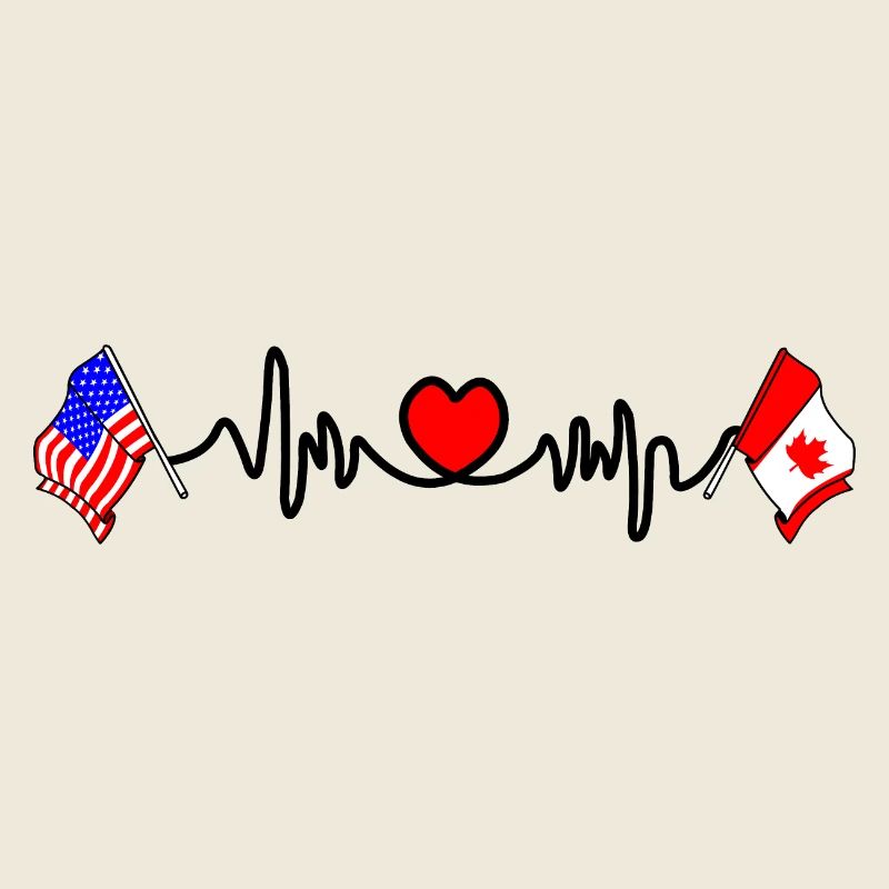 Cardio heart avec drapeau des États-Unis et drapeau du Canada