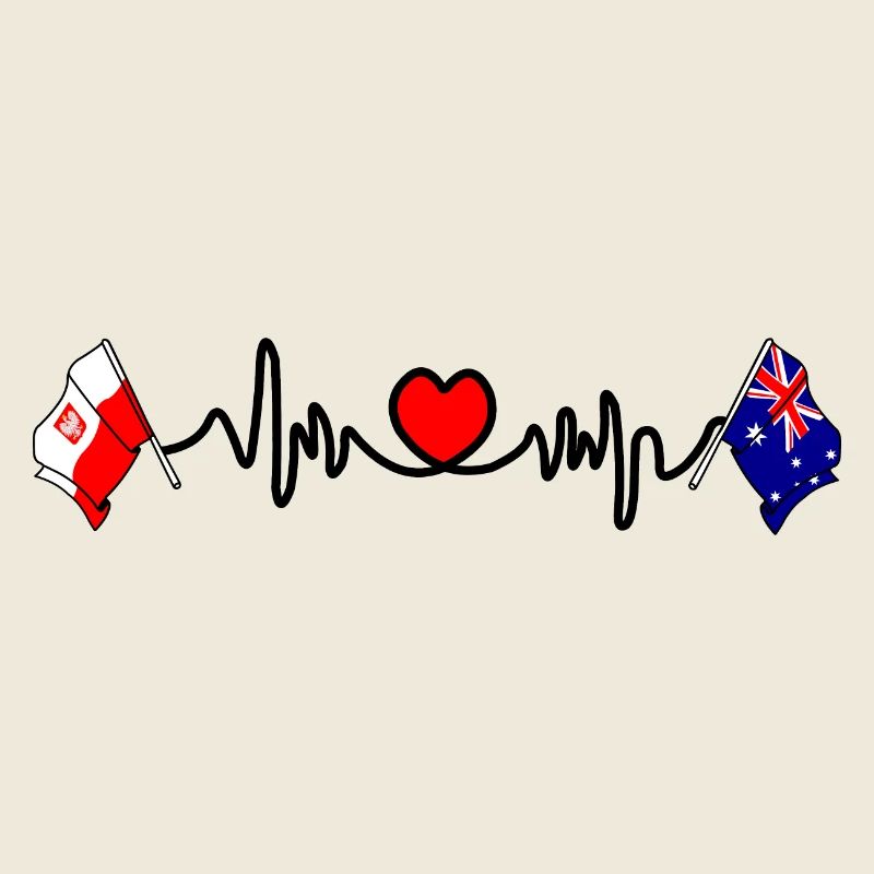 Cardio heart Drapeau Pologne, drapeau Australie