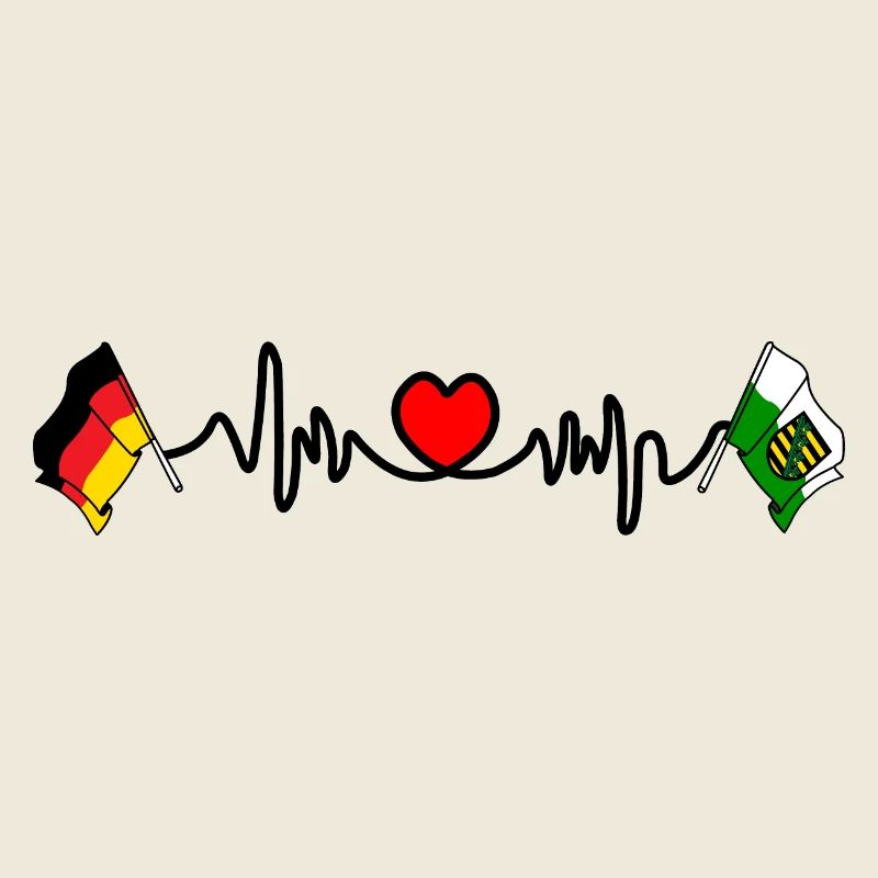 Cardio heart with Flag Germany and flag Saxony