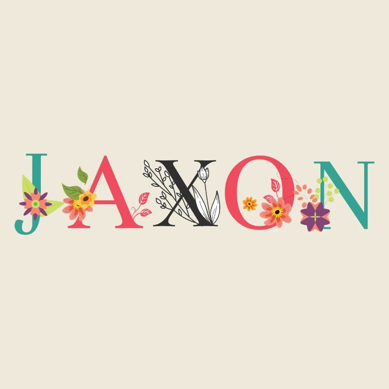 JAXON Name Art avec des fleurs brodées