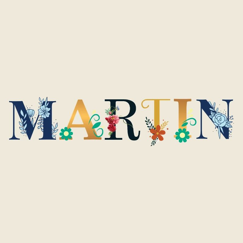 Nom MARTIN décoré de fleurs