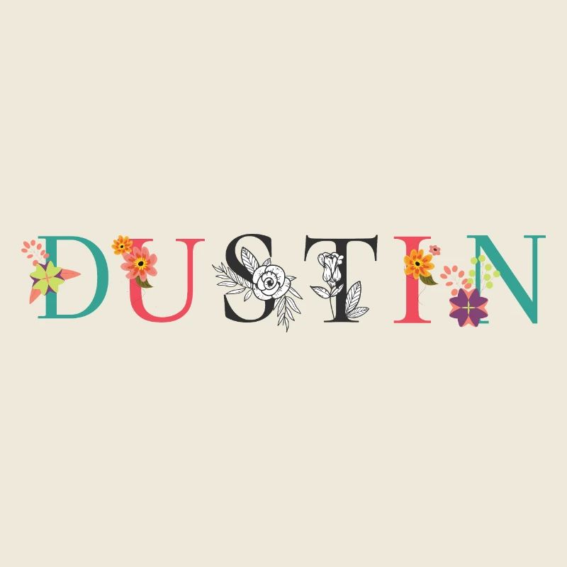DUSTIN Nom Art avec fleurs brodées