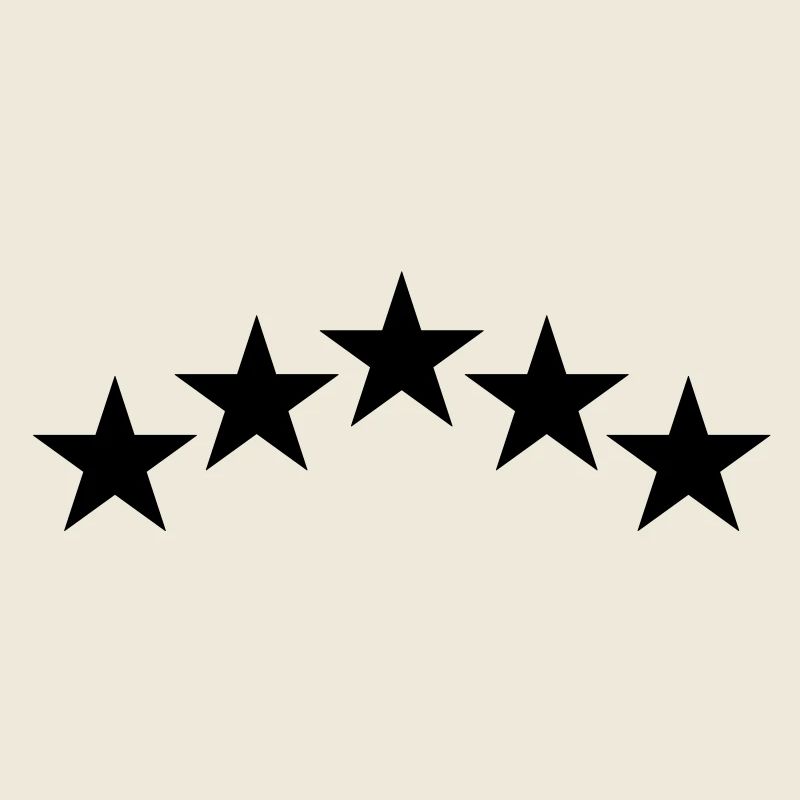 Five solid stars in a curve