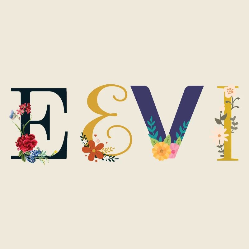 EEVI Name mit Blumen geschmückt