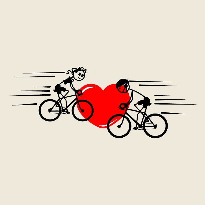 Two cyclists with heart in the middle