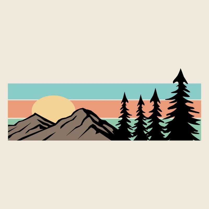 Camping Wald Berg Retro 