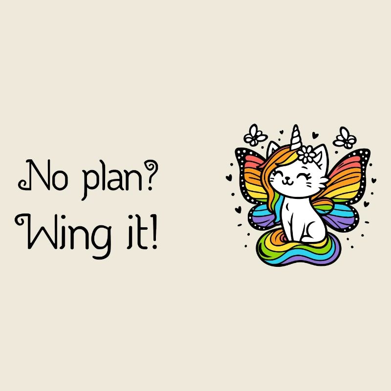 Pas de plan ? Ailez-le ! Chat licorne ailé (coloré)