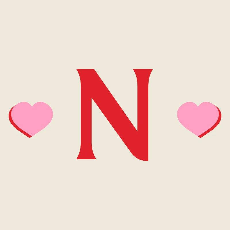 Letter n Red Hearts