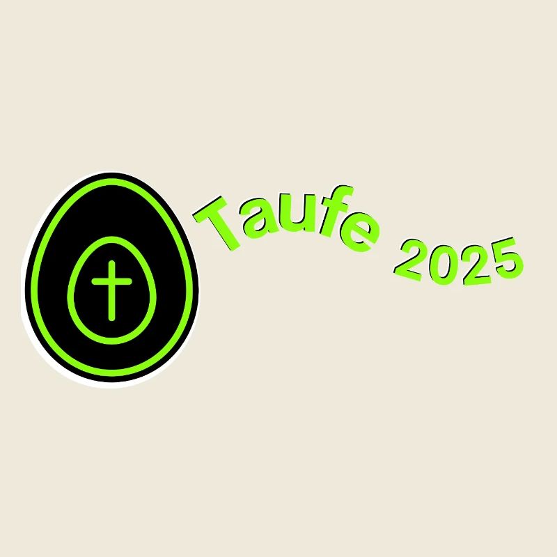 Taufe 2025 Kreuz im Ei hell grün Querformat