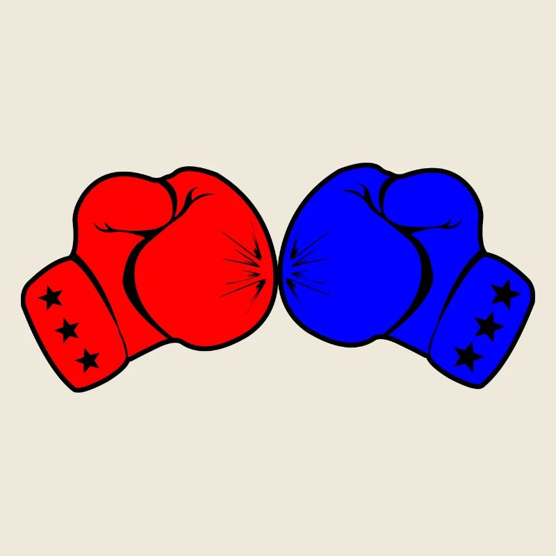 Deux gants de boxe rouge et bleu