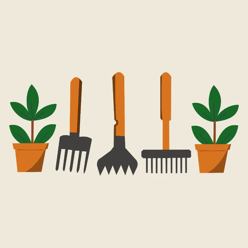Garden tools and plants