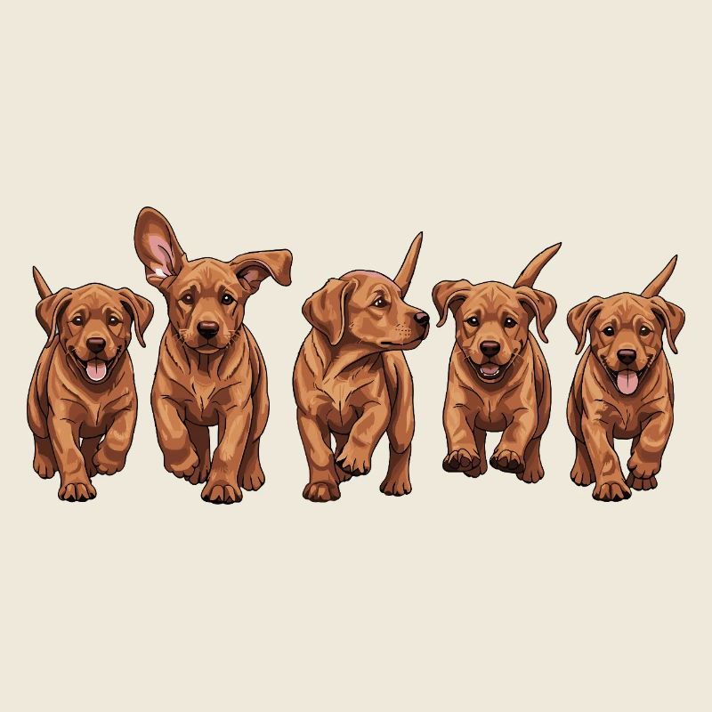 Série de chiots labradors roux mignons