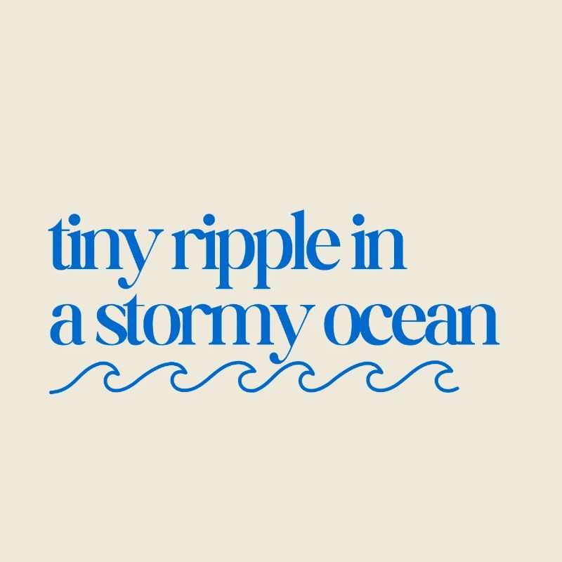 Tiny ripple in a stormy ocean with waves