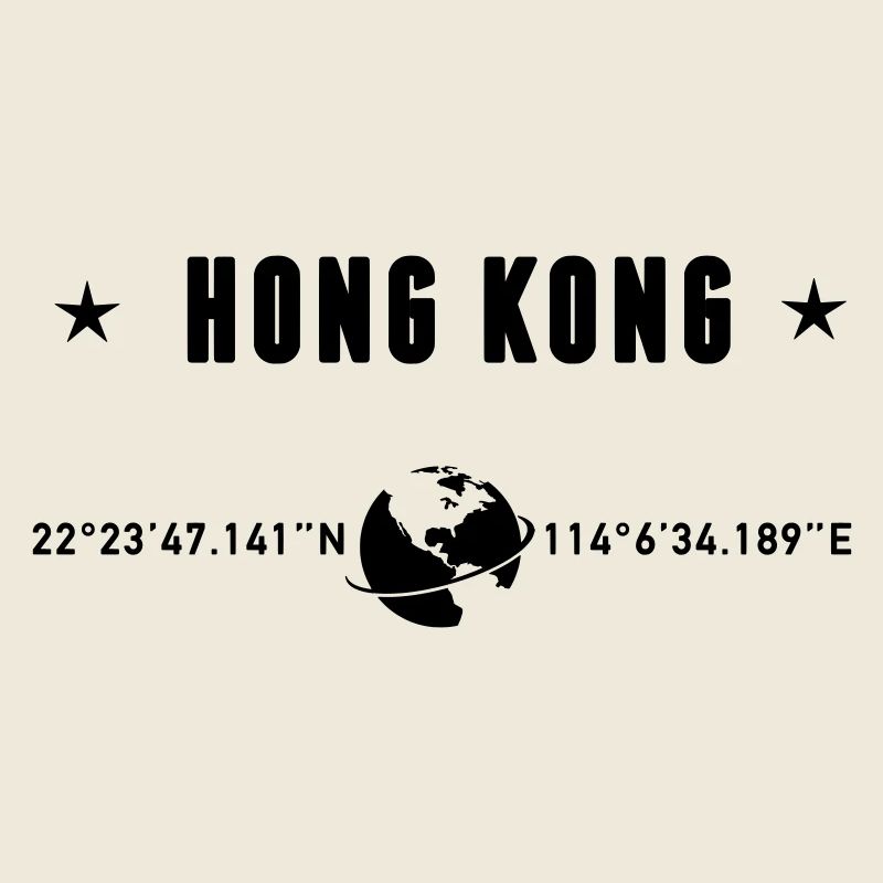 Hong Kong Coordinates Black Typography