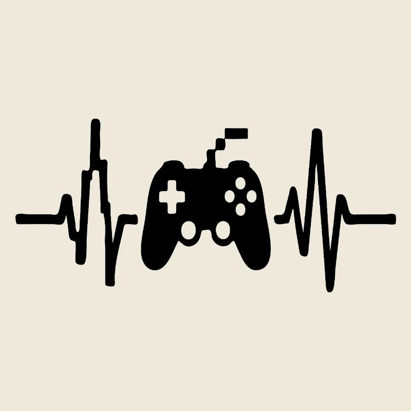 Heartbeat Gamer, Game Controller Line Art Design