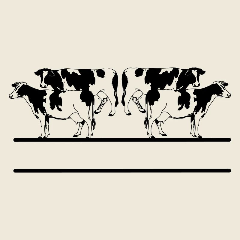 Black and white cows four pieces
