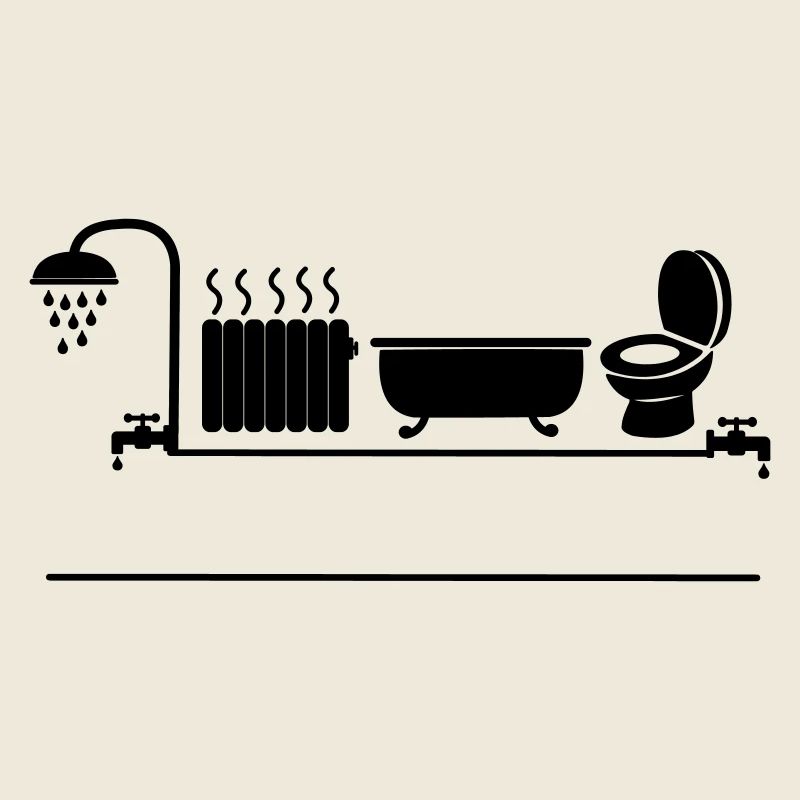 Douche sanitaire, chauffage, baignoire et WC WC