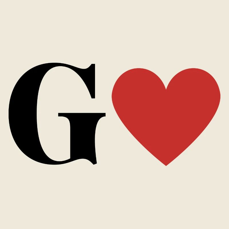 Letter g red heart