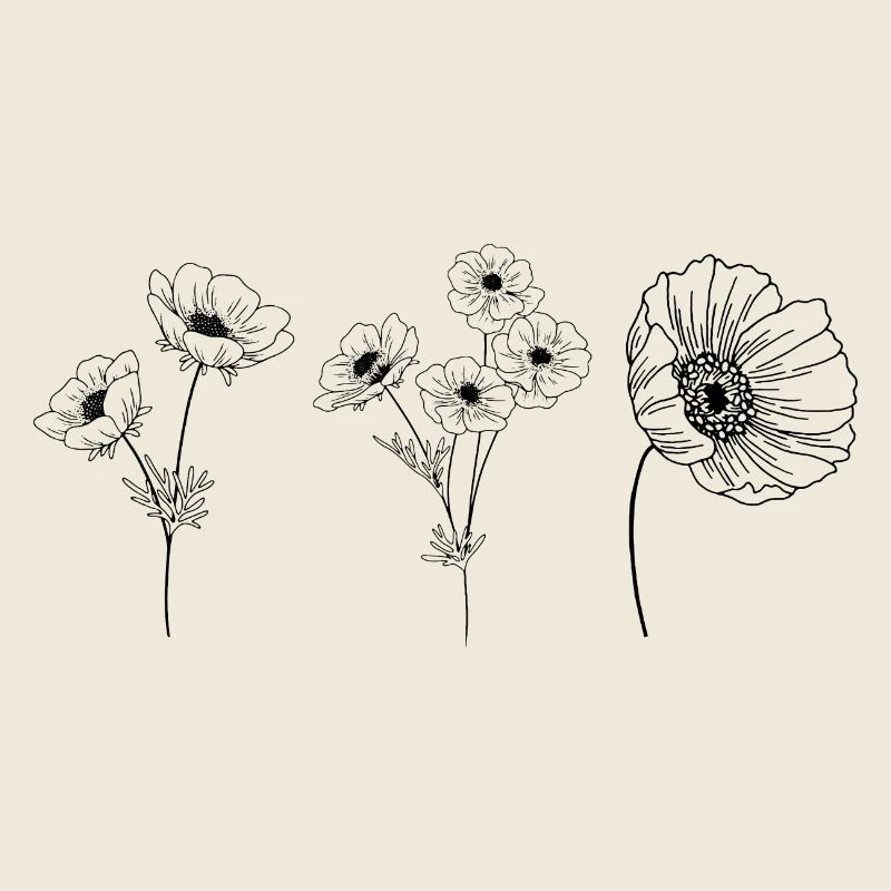 Groupe de fleurs minimalistes
