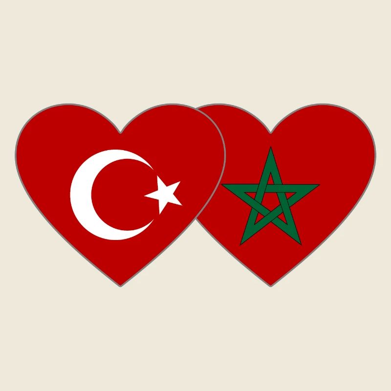 Turkey Morocco Flag Heart