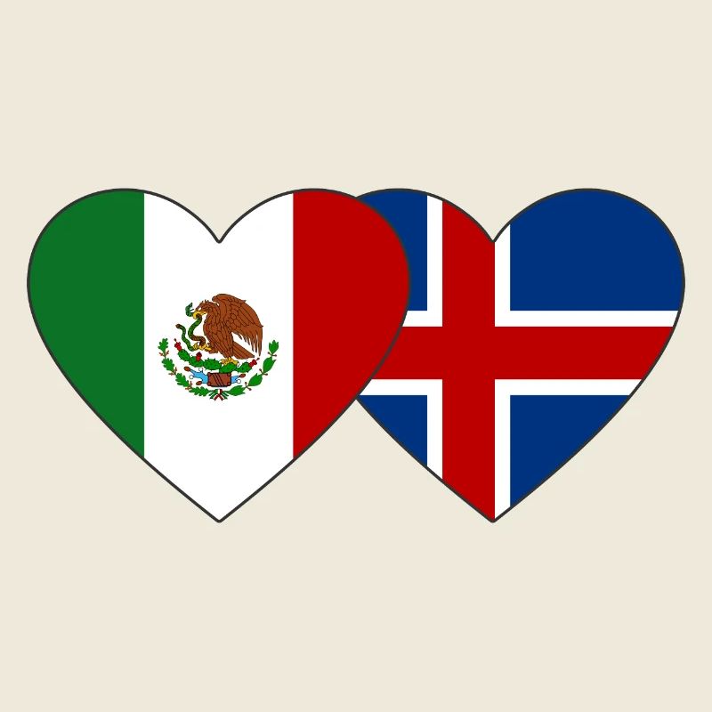 Mexico Iceland Flag Heart
