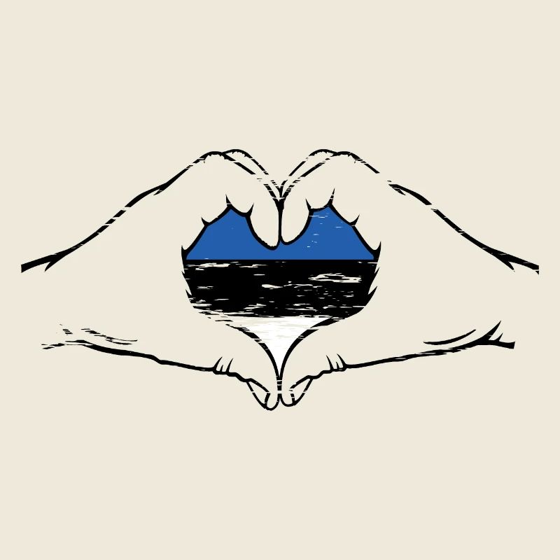 Estonia Flag Heart Shape Used