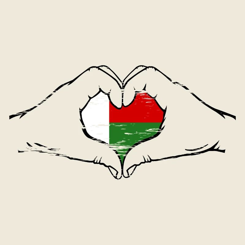 Drapeau de Madagascar en forme de coeur utilisé