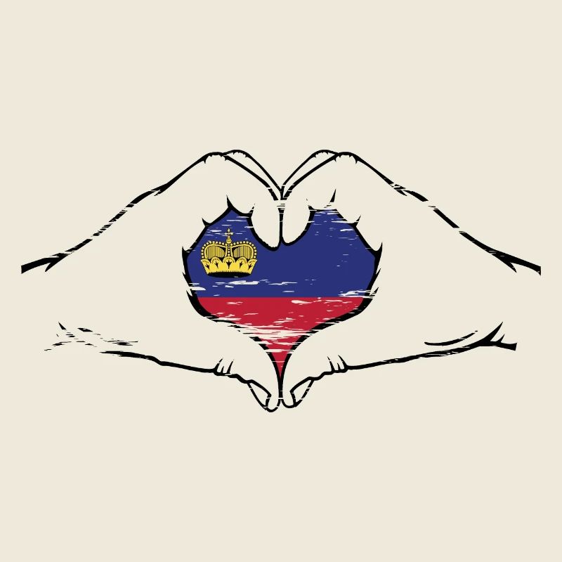 Drapeau du Liechtenstein en forme de coeur utilisé