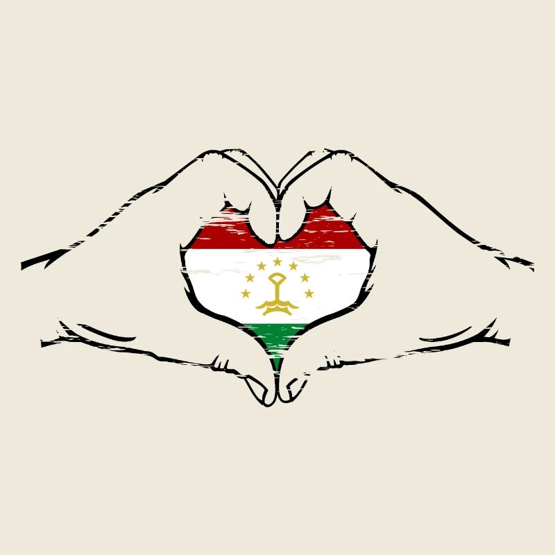 Drapeau du Tadjikistan en forme de coeur utilisé