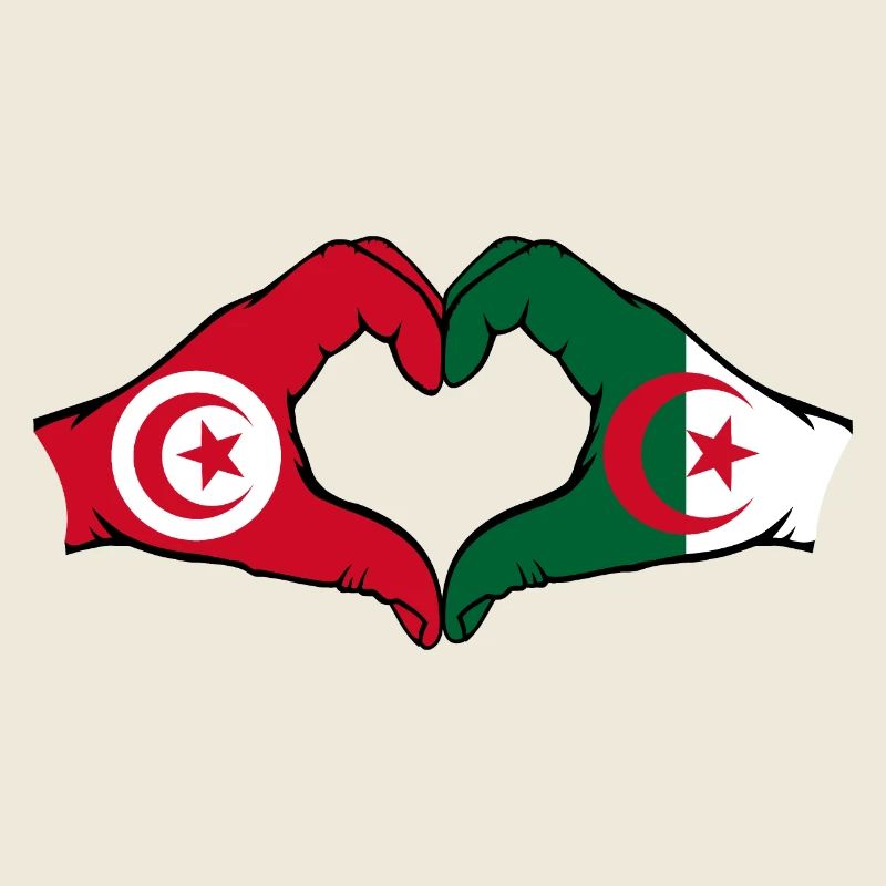 Tunisia Algeria heart shape with hands