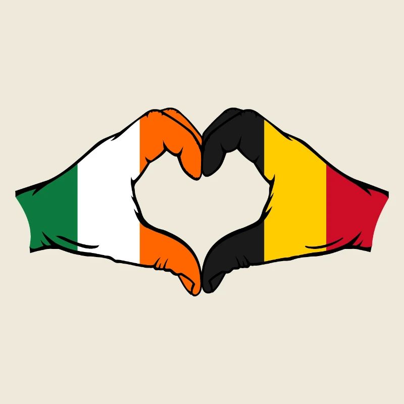 Ireland Belgium heart shape with hands