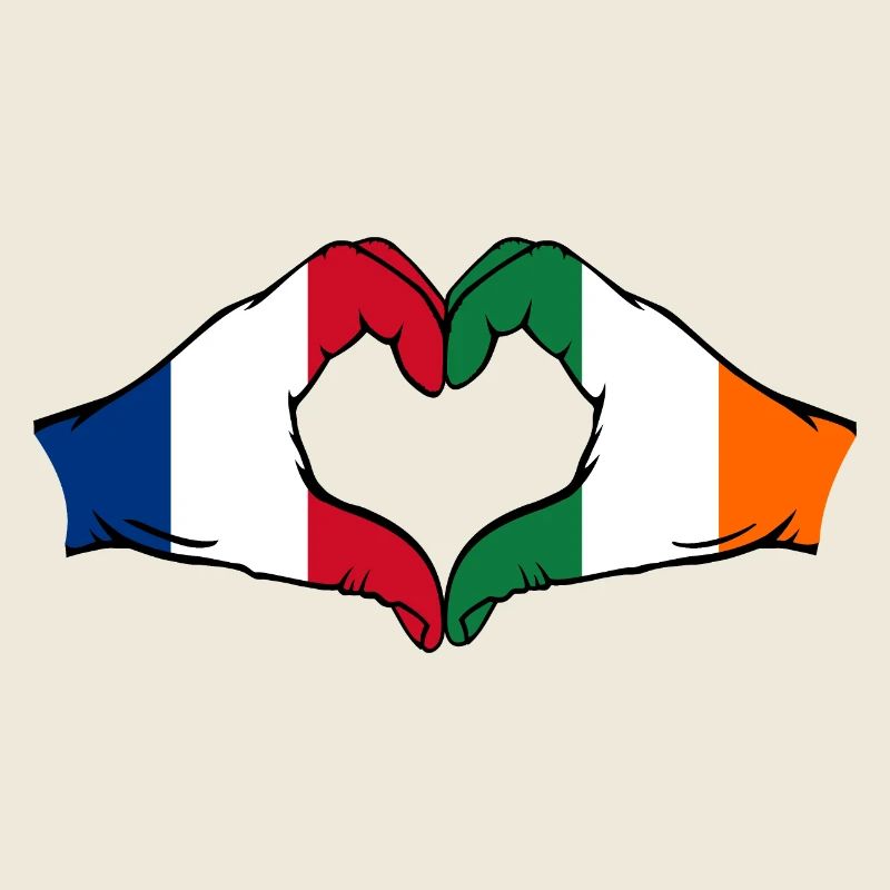 Frankreich Irland Herzform mit Hände